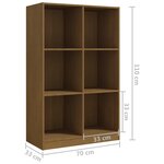 vidaXL Bibliothèque Marron miel 70x33x110 cm Bois de pin massif