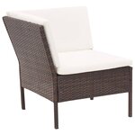 vidaXL Salon de jardin 3 Pièces avec coussins Résine tressée Marron