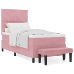 vidaXL Lit épaisseur rose avec matelas & banc 90x190 cm en velours