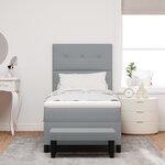 vidaXL Lit à ressorts avec matelas et banc gris clair 90x200 cm en tissu