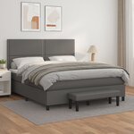 vidaXL Sommier à lattes de lit avec matelas Gris 180x200 cm Similicuir