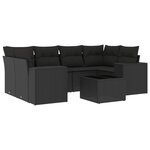vidaXL Salon de jardin 7 Pièces avec coussins noir résine tressée