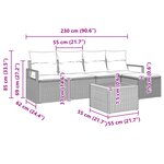 vidaXL Ensemble de canapé de jardin 6 pièces avec coussins en rotin synthétique noir et acacia
