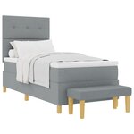 Lit à ressort vidaXL avec matelas et banc gris clair 90x190 cm en tissu