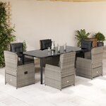 vidaXL Ensemble à manger de jardin et coussins 7 Pièces gris clair rotin