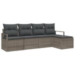 Set de canapé de jardin 5 pièces avec coussins gris en poly-résine
