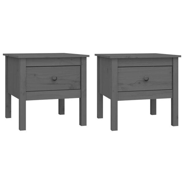 vidaXL Tables d'appoint 2 Pièces Gris 50x50x49 cm Bois massif de pin