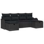 Ensemble de Canapé de Jardin vidaXL 6 pièces avec Coussins Noir Poly Rattan