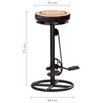 vidaXL Tabourets de bar avec motif lot de 2 noir/marron cuir véritable