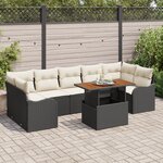Ensemble de canapé de jardin 8 pièces avec coussins Rotin Poly noir