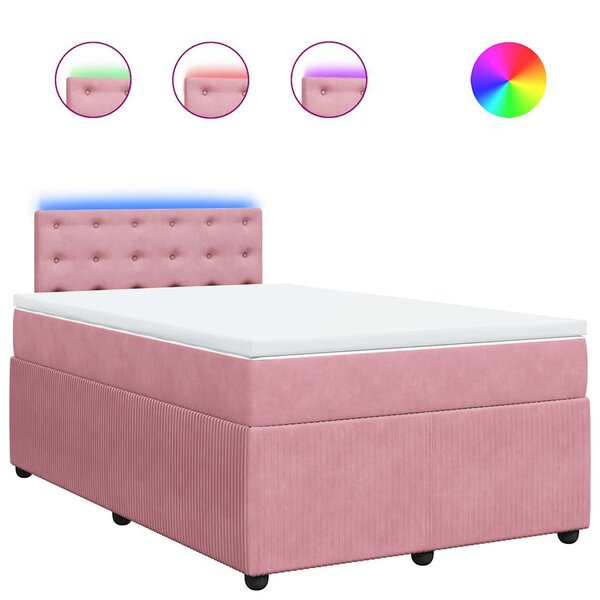 vidaXL Sommier à lattes de lit avec matelas Rose 120x200 cm Velours