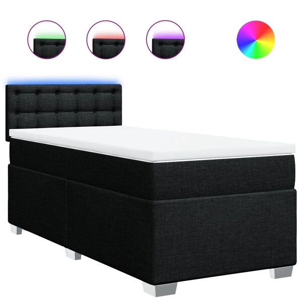 vidaXL Sommier à lattes de lit avec matelas Noir 100x200 cm Tissu