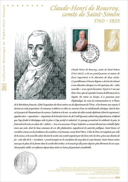 Document philatélique - Claude-Henri de Rouvroy, comte de Saint-Simon (1760-1825)