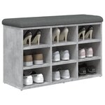 vidaXL Banc à chaussures gris béton 82x32x50 cm bois d'ingénierie