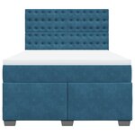 vidaXL Sommier à lattes de lit et matelas bleu 140x190 cm velours