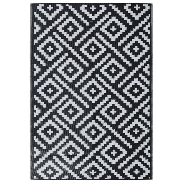vidaXL Tapis d'extérieur Blanc et noir 160x230 cm PP