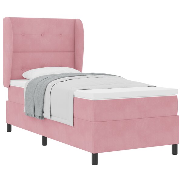 Lit à ressorts vidaXL avec matelas Rose 90x200 cm Velours