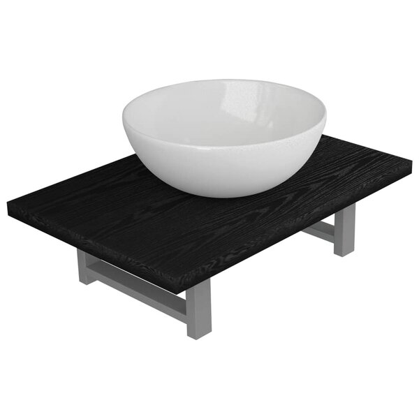 Vidaxl meuble de salle de bain en deux pièces céramique noir