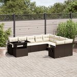 vidaXL Salon de jardin 10 Pièces avec coussins marron résine tressée