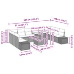 vidaXL Ensemble de canapé de jardin de 11 pièces avec coussins en poly rotin noir