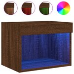 vidaXL Tables de chevet murales avec lumières LED 2 Pièces chêne marron