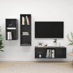 vidaXL Ensemble de meubles TV 3 Pièces Gris brillant Bois d'ingénierie