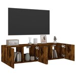 vidaXL Meubles TV muraux et lumières LED 2Pièces chêne fumé 60x35x31 cm