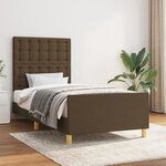 vidaXL Cadre de lit avec tête de lit marron foncé 100x200 cm Tissu