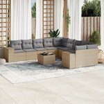 vidaXL Salon de jardin 11 Pièces avec coussins beige résine tressée
