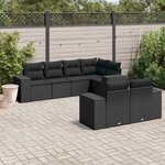 vidaXL Salon de jardin 7 Pièces avec coussins noir résine tressée