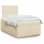 vidaXL Sommier à lattes de lit avec matelas Crème 120x200 cm Tissu