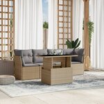 vidaXL Salon de jardin avec coussins 5 Pièces beige résine tressée