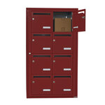 Bloc collectif Leabox 2x4  grade 3  simple face  intérieur  fixation murale  rouge brun ral 3011 finition brillante