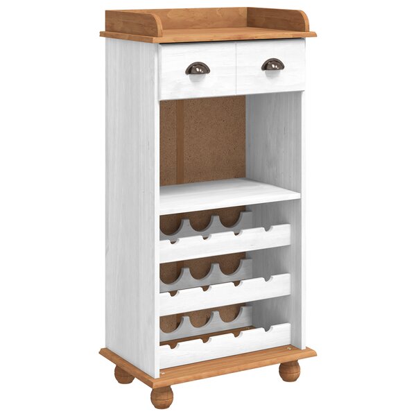 vidaXL Cabinet à vin "ASKIM" avec 12 porte-bouteilles en bois massif blanc en pin