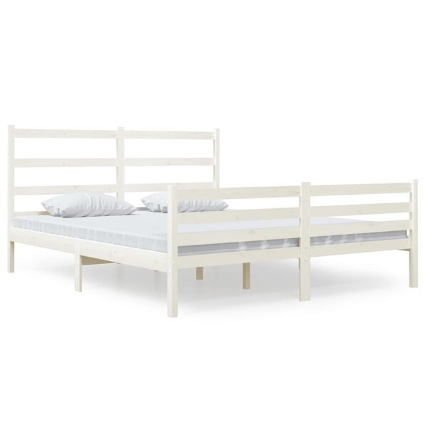vidaXL Cadre de lit sans matelas bois de pin massif 140x190 cm blanc