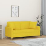 vidaXL Canapé 2 places avec oreillers jaune clair 140 cm tissu