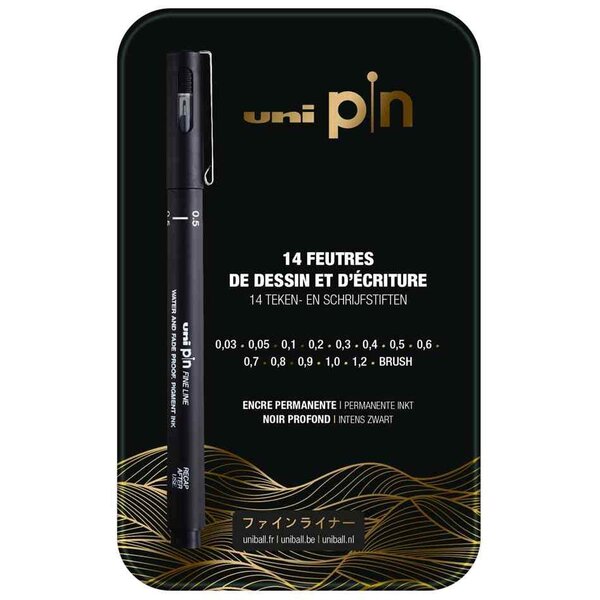 Set d'instruments d'écriture pin  étui métal de 14 UNI-BALL