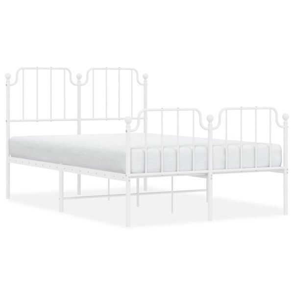 vidaXL Cadre de lit métal avec tête de lit/pied de lit blanc 120x200cm