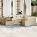 vidaXL Salon de jardin avec coussins 10 Pièces beige résine tressée