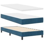 Lit avec Matelas Box Spring vidaXL Bleu Foncé 90x200 cm Velours