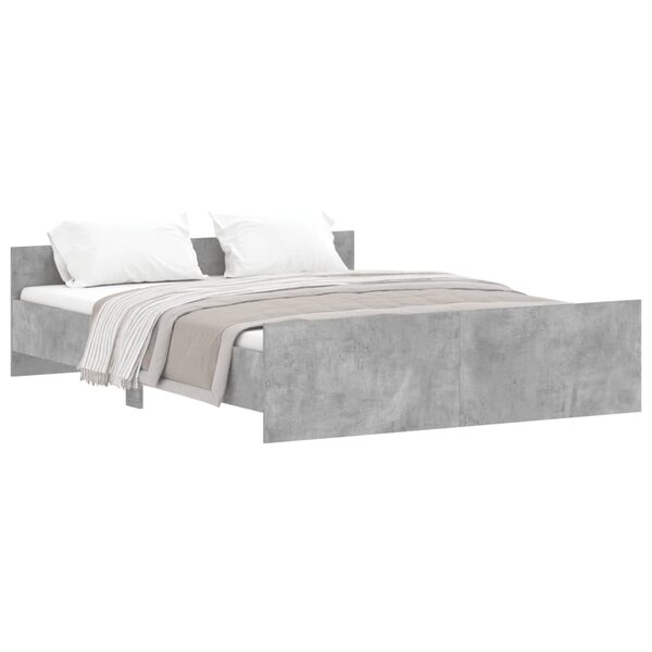 vidaXL Cadre de lit tête de lit et pied de lit gris béton 150x200 cm