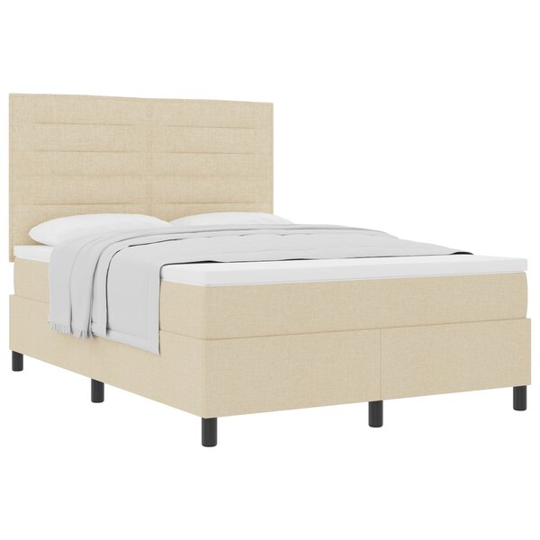 vidaXL Lit à ressorts avec matelas crème 140x190 cm Tissu