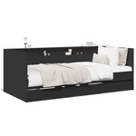 vidaXL Lit de jour avec tiroirs noir 75x190 cm bois d'ingénierie