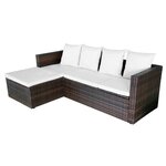vidaXL Salon de jardin 4 Pièces avec coussins Résine tressée Marron