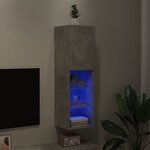vidaXL Meuble TV avec lumières LED gris béton 30 5x30x102 cm