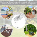 Parasol déporté octogonal inclinable manivelle pied acier Ø 3 x 2 5H m crème