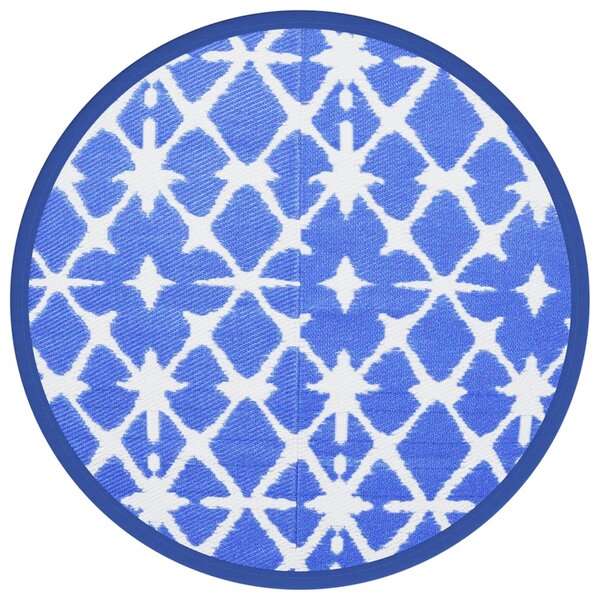 vidaXL Tapis d'extérieur bleu et blanc Ø160 cm PP