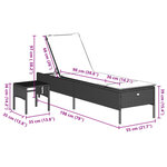 vidaXL Chaise longue avec table et coussin gris clair résine tressée