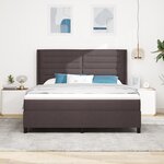 Lit à ressorts vidaXL avec matelas et LED Marron foncé 180x200 cm Tissu