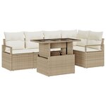 Ensemble de 6 Pièces de Canapés de Jardin avec Coussins Beige Rattan Poly
